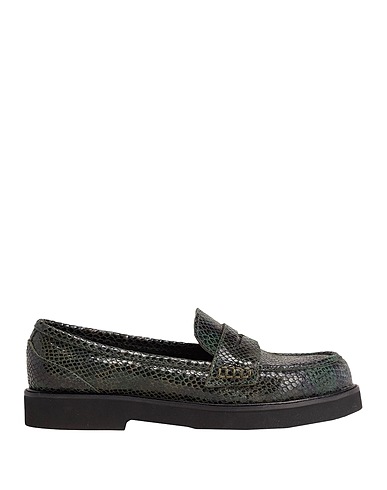 8 by YOOX Loafers LEATHER PENNY LOAFERS
 Dark green 100% Calfskin