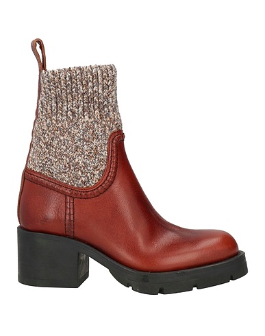 CHLOÉ Ankle boot Brown Soft Leather, Textile fibers