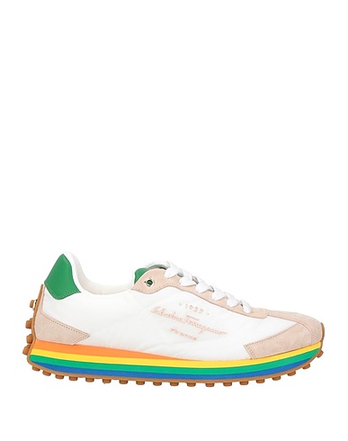 FERRAGAMO Sneakers Beige Leather, Textile fibers