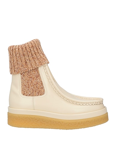 CHLOÉ Ankle boot Cream Soft Leather, Textile fibers