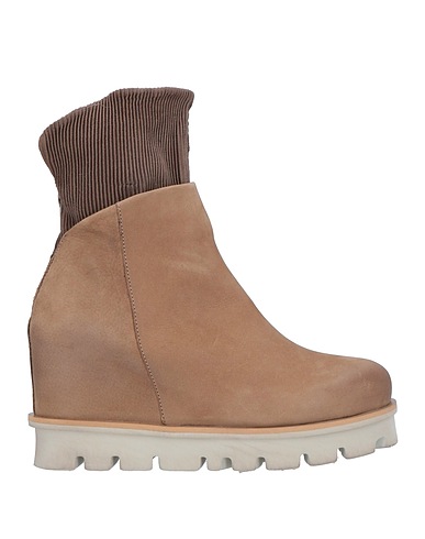 PATRIZIA BONFANTI Ankle boot Khaki Soft Leather, Textile fibres