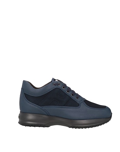 HOGAN Sneakers Navy blue Soft Leather, Textile fibres