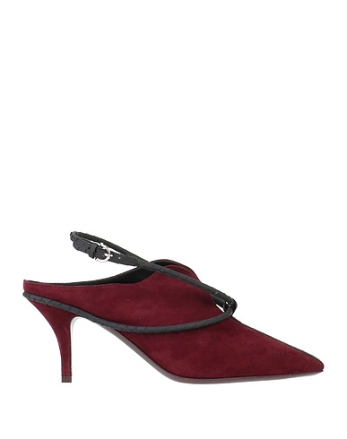 FERRAGAMO Mules and clogs Burgundy Calfskin, Reptile leather