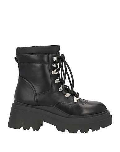 GUESS Ankle boot Black Soft Leather, Textile fibers