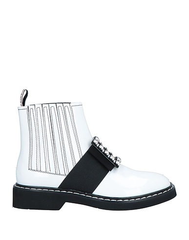 ROGER VIVIER Ankle boot White Soft Leather, Textile fibres