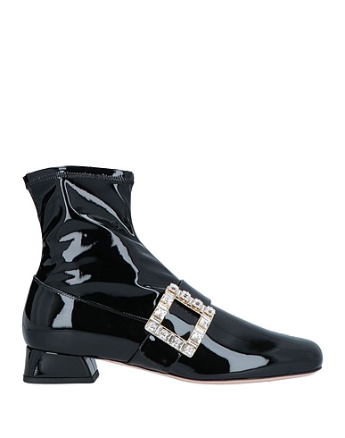 ROGER VIVIER Ankle boot Black Soft Leather, Textile fibres