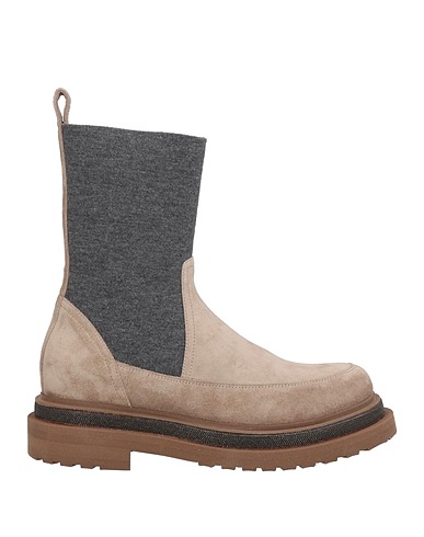 BRUNELLO CUCINELLI Ankle boot Beige Leather, Textile fibers