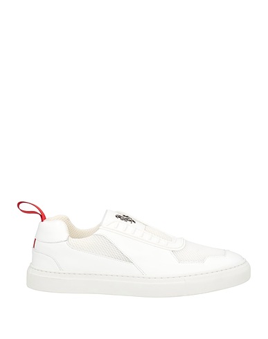 FERRARI Sneakers White Soft Leather, Textile fibers