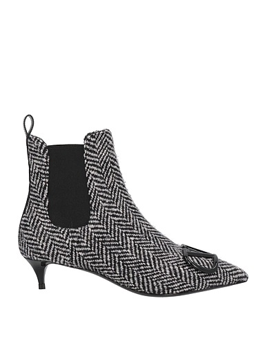 VALENTINO GARAVANI Ankle boot Black Soft Leather, Textile fibers