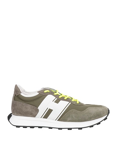 HOGAN Sneakers Verde militar Cuero, Fibras textiles