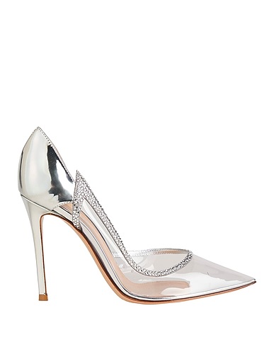 GIANVITO ROSSI Court Silver Soft Leather, PVC - Polyvinyl chloride