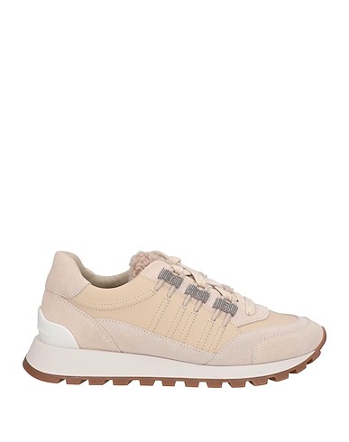 BRUNELLO CUCINELLI Sneakers Beige Soft Leather, Shearling