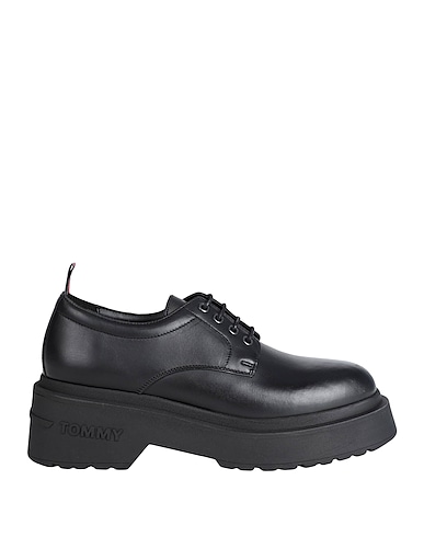 TOMMY JEANS Laced shoes Black Soft Leather