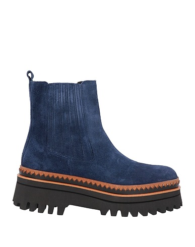 ELVIO ZANON ショートブーツ ブルー 革（なめし加工）