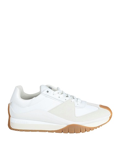 CALVIN KLEIN Sneakers White Leather, Textile fibres