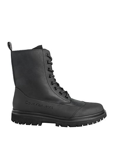 CALVIN KLEIN JEANS Ankle boot Black Leather, Textile fibres