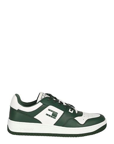 TOMMY JEANS Sneakers Verde scuro 93% Pelle, 7% Poliuretano