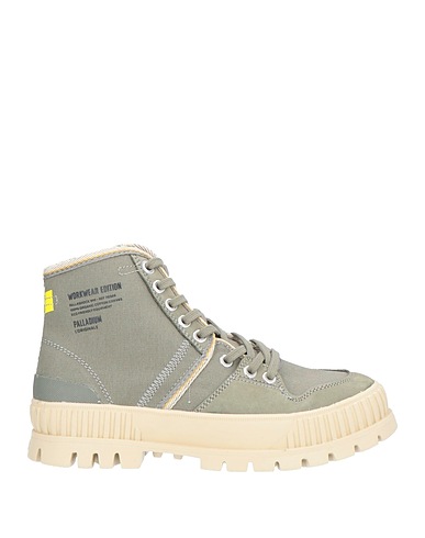 PALLADIUM Stivaletti Verde militare Cotone organico, Pelle