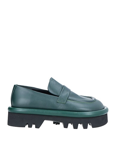 JW ANDERSON Loafers Dark green Soft Leather, Other Fibres