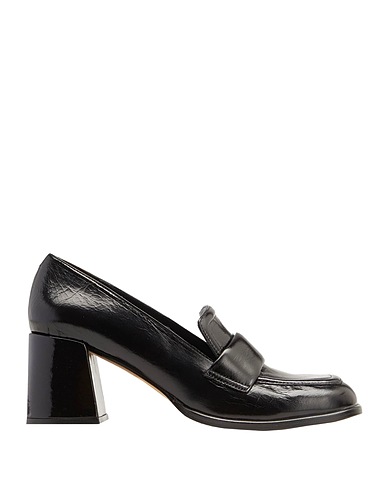 8 by YOOX Loafers PATENT LEATHER HEELED LOAFER Black 100% Calfskin