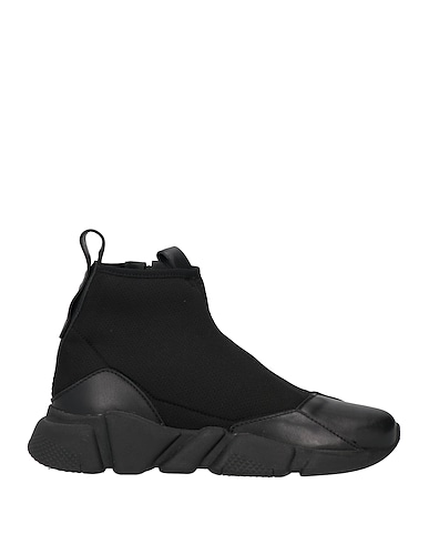 MALLONI Sneakers Black Soft Leather, Textile fibers