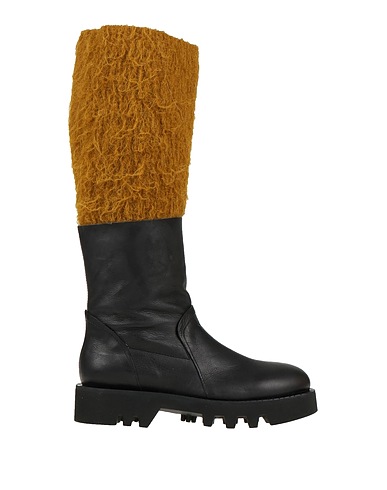 MALLONI Boots Black Leather, Textile fibers