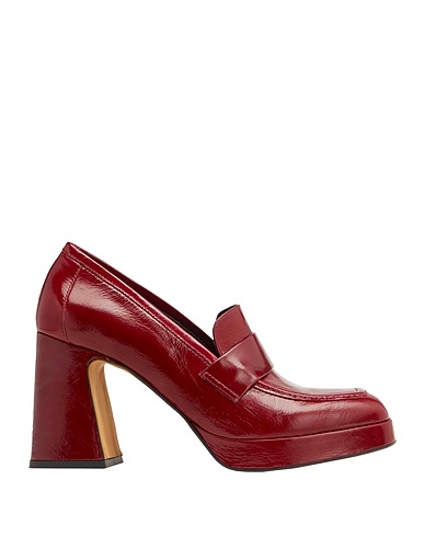 8 by YOOX Loafers LEATHER PLATFORM TALL LOAFER Burgundy 100% Calfskin