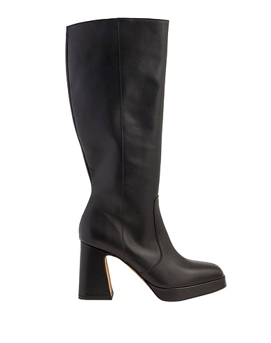 8 by YOOX Boots LEATHER PLATFORM TALL BOOT Black 100% Calfskin