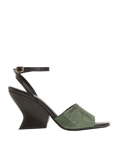 8 by YOOX Sandals RHINESTONE  WEDGE SOLE MULE SANDALS
 Turquoise Soft Leather, PES - Polyethersulfone