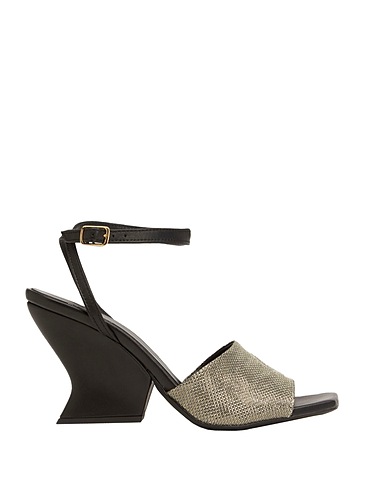 8 by YOOX サンダル GEOMETRIC HEEL LEATHER SANDALS

 プラチナ 革 / PES - ポリエーテルサルフォン