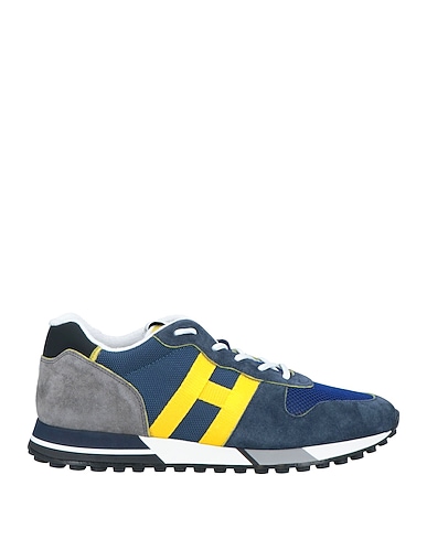 HOGAN Sneakers Navy blue Leather, Textile fibres