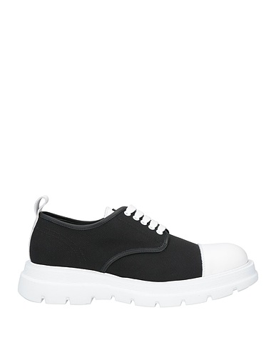 MICH SIMON Laced shoes Black Soft Leather, Textile fibres