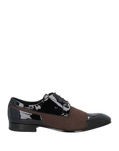 GIOVANNI CONTI Laced shoes Chocolate brown Leather, Technical fibers