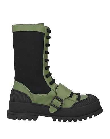MICH SIMON Ankle boot Green Soft Leather, Textile fibres