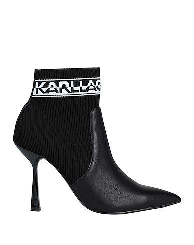 KARL LAGERFELD Ankle boot Black Soft Leather, Textile fibres