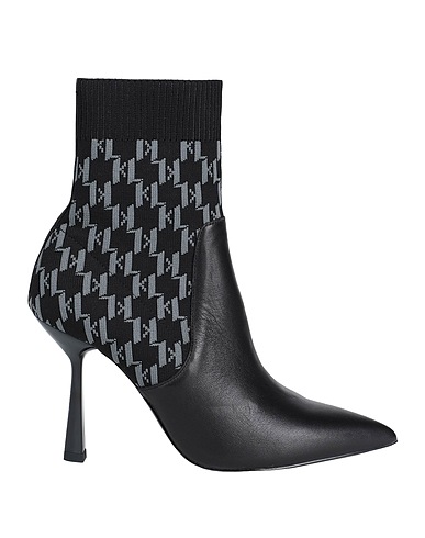 KARL LAGERFELD Ankle boot Black Soft Leather, Textile fibers