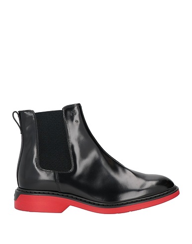 HOGAN Ankle boot Black Soft Leather, Textile fibers