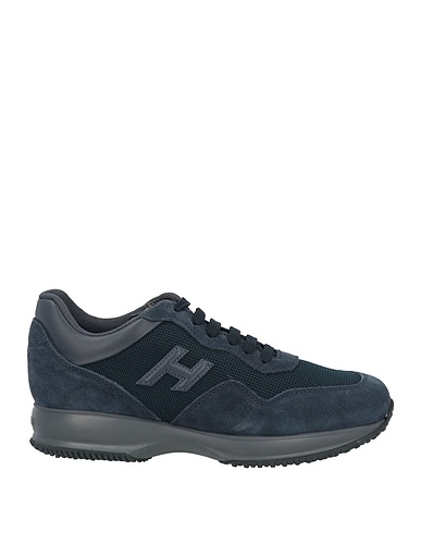 HOGAN Sneakers Navy blue Soft Leather, Textile fibres