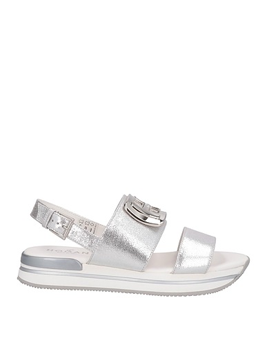 HOGAN Sandals Silver Soft Leather