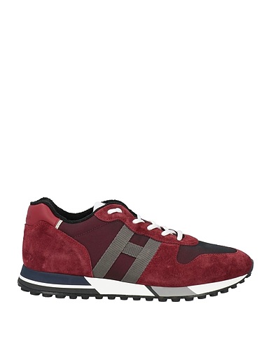 HOGAN Sneakers Burgundy Leather, Textile fibers