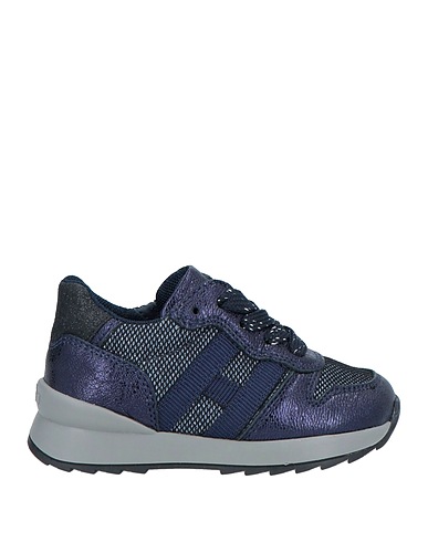 HOGAN Sneakers Navy blue Soft Leather, Textile fibres