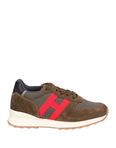 HOGAN Sneakers Verde militare Pelle, Fibre tessili