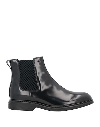 HOGAN Ankle boot Black Soft Leather, Textile fibers