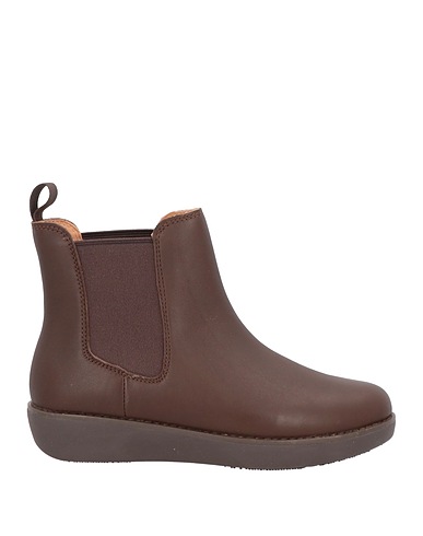FITFLOP Ankle boot Dark brown Soft Leather, Textile fibers