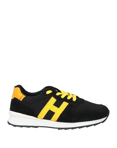 HOGAN Sneakers Black Leather, Textile fibres