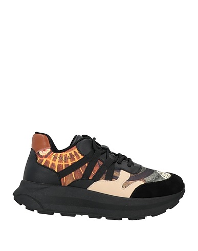 GATTINONI Sneakers Black Leather, Textile fibres