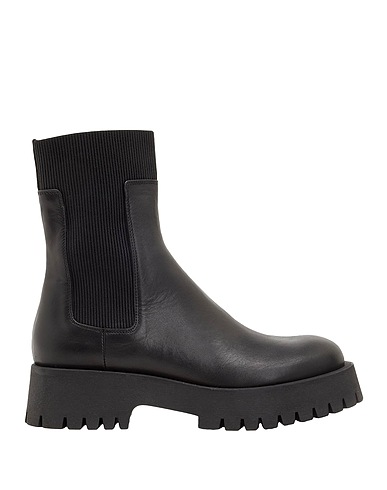 8 by YOOX Ankle boot LEATHER ANKLE BOOTS WITH SOCK DETAIL Black Calfskin