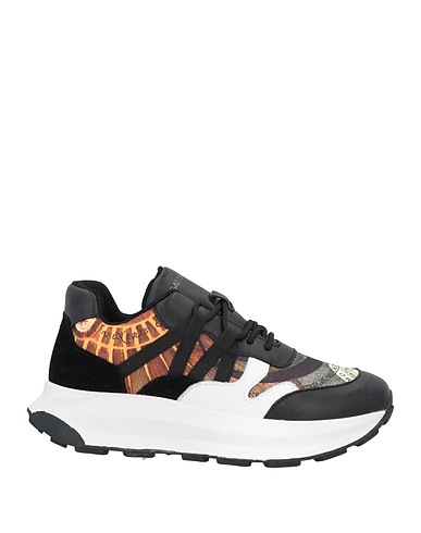 GATTINONI Sneakers Black Leather, Textile fibres