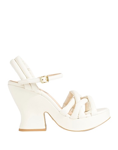 JANET & JANET Sandals Cream Soft Leather