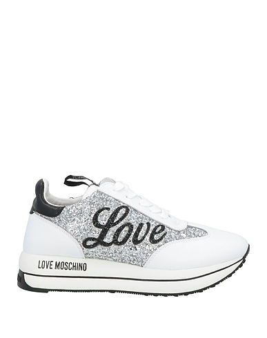 LOVE MOSCHINO Sneakers White Soft Leather, Other Fibres
